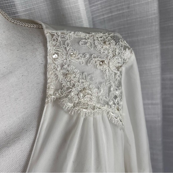 Belle Nuit Beaded Lace White Robe Small Medium Sheer Bridal Romantic - Picture 9 of 9
